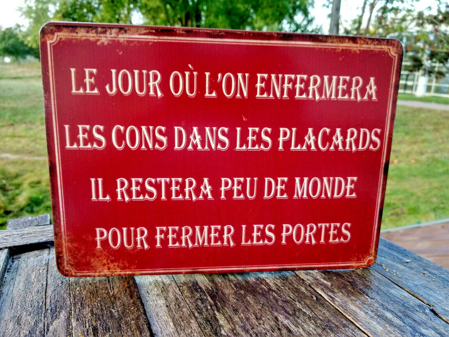 Plaque Métal Le Jour Ou On Enfermera Les Cons 21x15cmidée Cadeau • Ateepique 