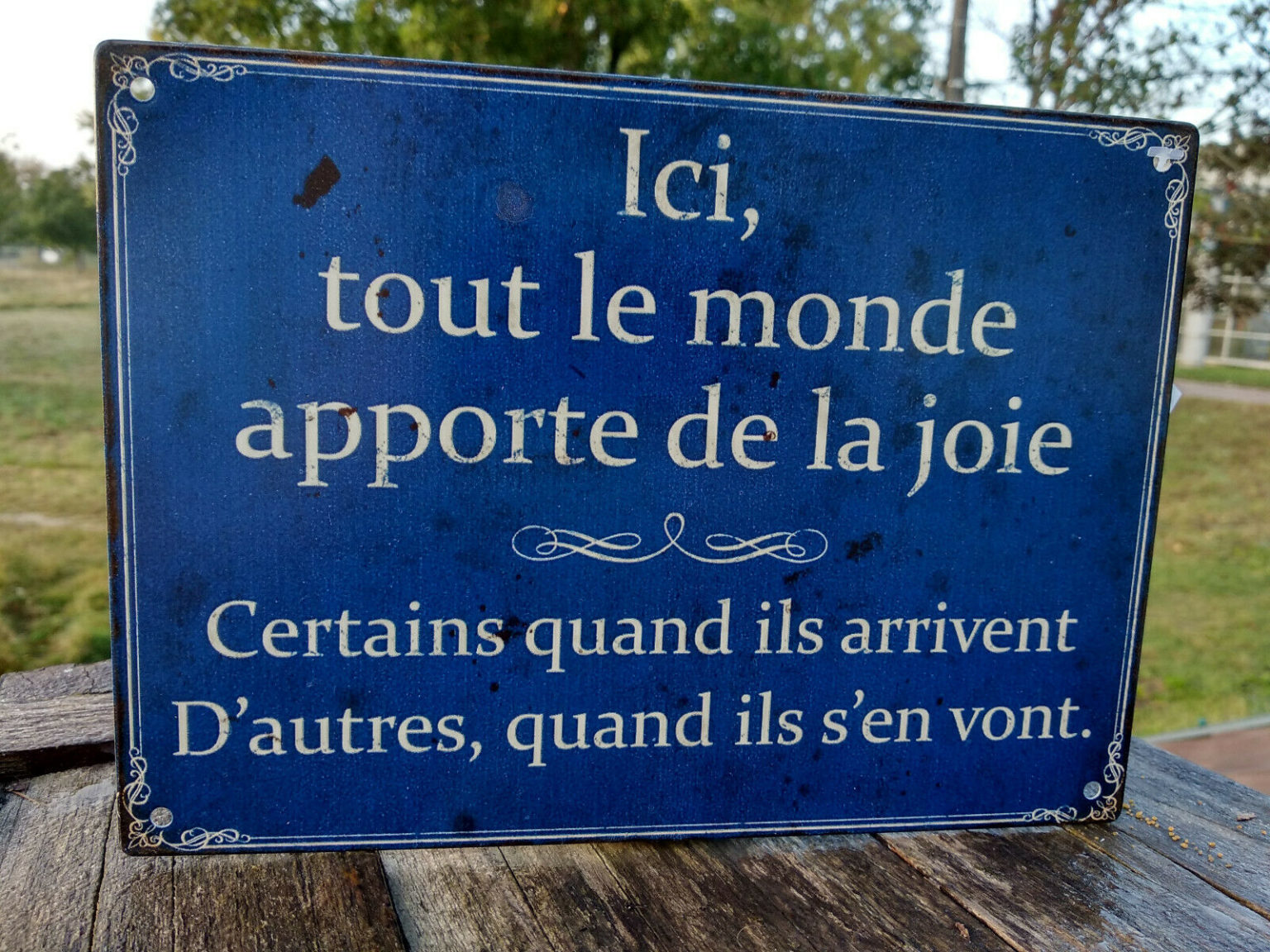 Plaque Métal Ici Tout Le Monde Apporte De La Joie 21x15cmidée Cadeau • Ateepique 