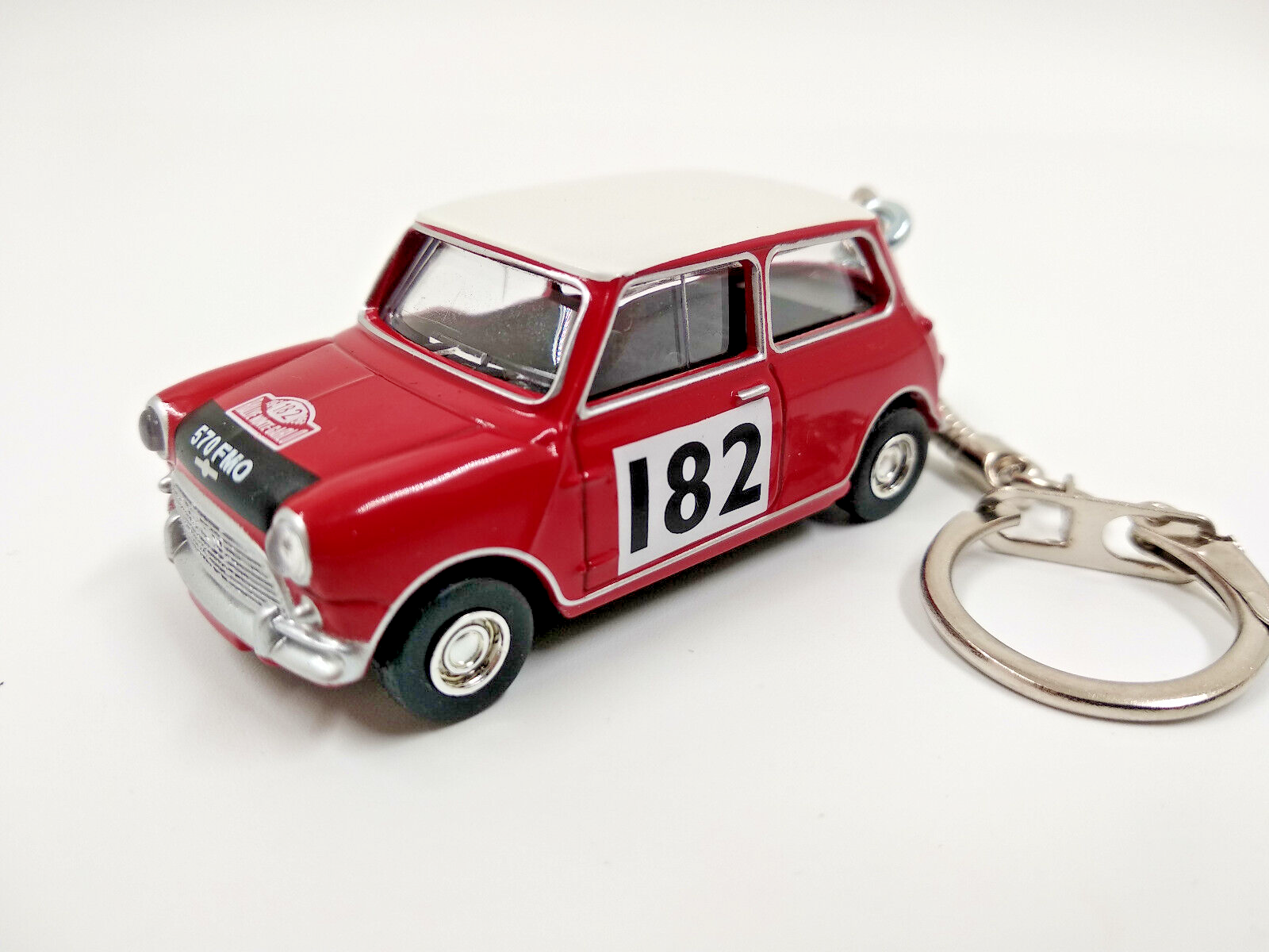 Porte clé Mini Cooper S rallye rouge, en métal, idée cadeau • Ateepique