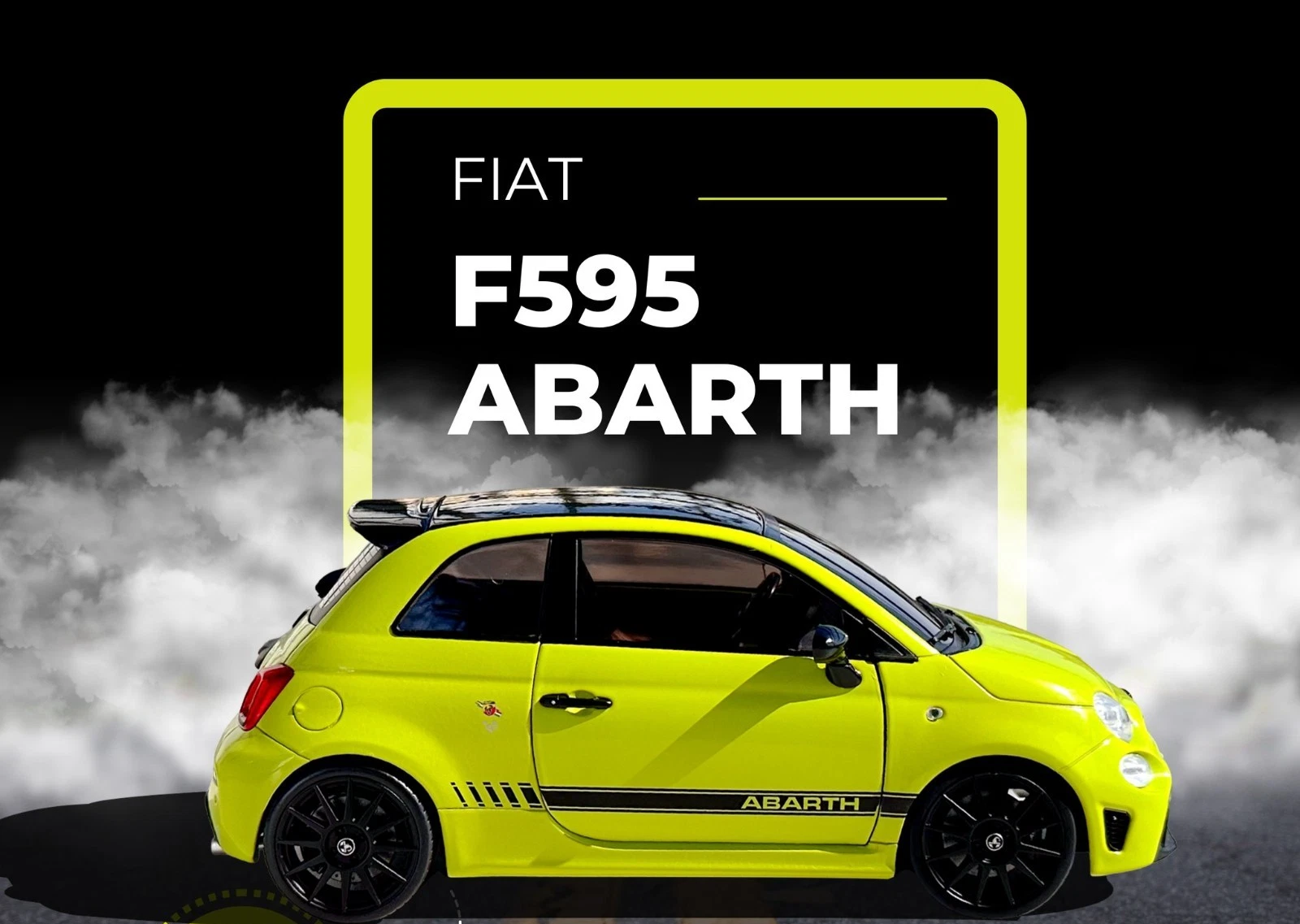 Fiat F 595 Abarth Verte adrénaline Solido 1/18eme , longueur 19cm en métal