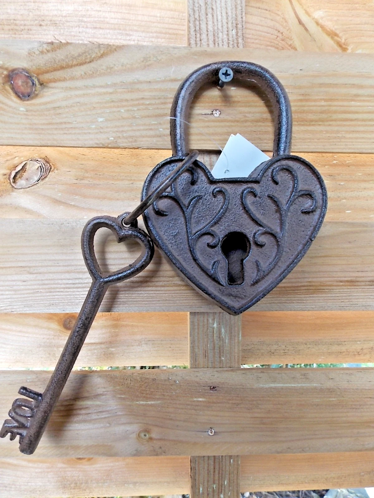 Cadenas décoratif en fonte, avec clé cœur, belle idée cadeau déco,15x10cm